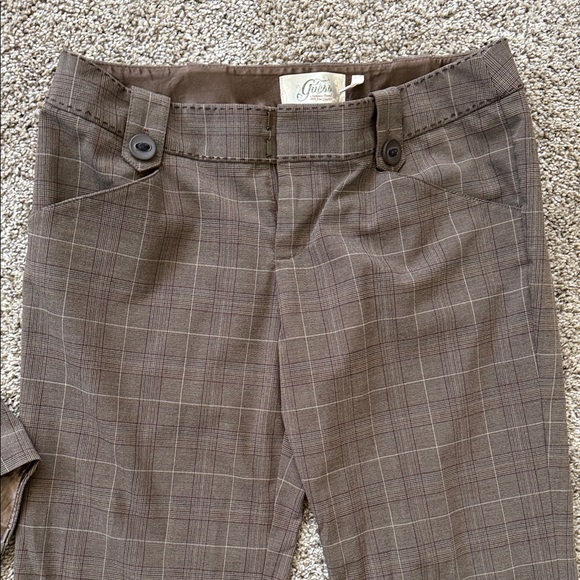 GUESS Brown Plaid Boot-Cut Pants with Matching Corset back Vest - Picture 8 of 10